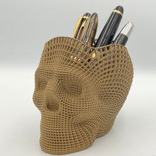 Load image into Gallery viewer, Skull Pen Holder, Mesh Style Skull to hold your pens or spare change, Skull candy jar