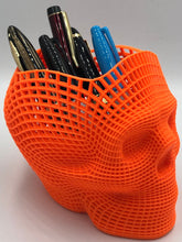 Load image into Gallery viewer, Skull Pen Holder, Mesh Style Skull to hold your pens or spare change, Skull candy jar