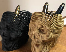 Load image into Gallery viewer, Skull Pen Holder, Mesh Style Skull to hold your pens or spare change, Skull candy jar
