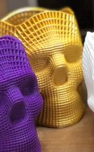 Load image into Gallery viewer, Skull Pen Holder, Mesh Style Skull to hold your pens or spare change, Skull candy jar
