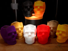 Load image into Gallery viewer, Skull Pen Holder, Mesh Style Skull to hold your pens or spare change, Skull candy jar

