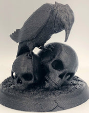 Load image into Gallery viewer, Nevermore! - Raven and Skulls Statue, for Edgar Alan Poe fans and Bird Lovers

