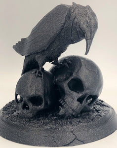 Nevermore! - Raven and Skulls Statue, for Edgar Alan Poe fans and Bird Lovers